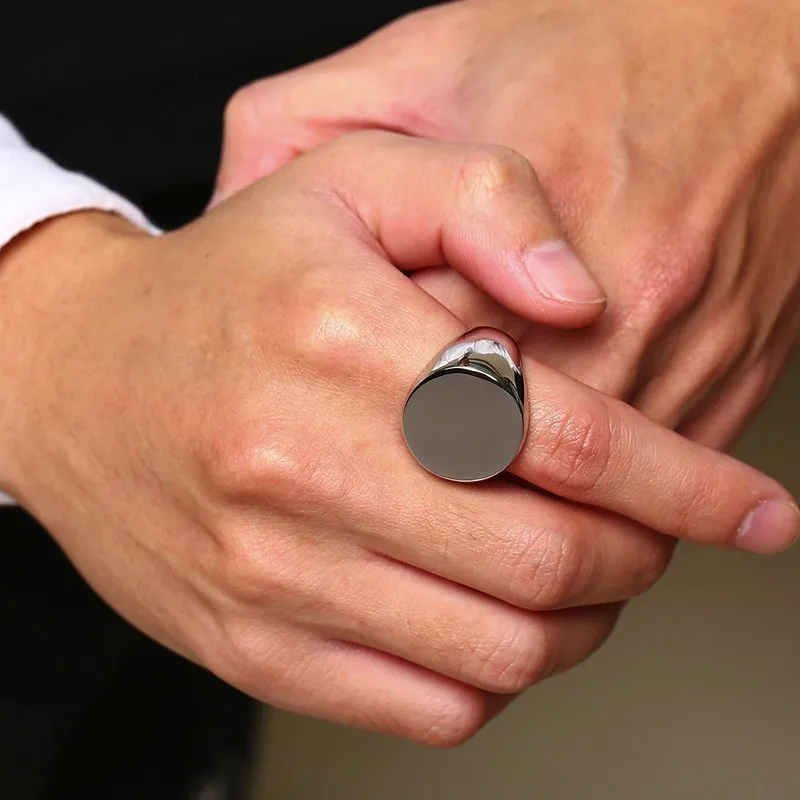 Мужское кольцо из нержавеющей стали с лазерной гравировкой|Индивидуальные