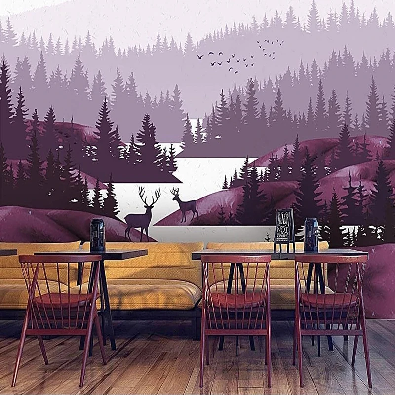 

Custom Mural Wallpaper 3D Deer Forest Landscape Background Wall Decor Painting Living Room TV Sofa Bedroom Papel De Parede Sala