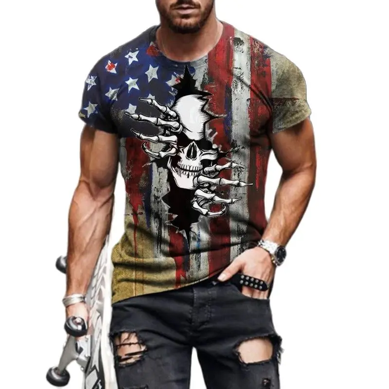 

Мужская впитывающая и воздухопроницаемая футболка с 3D-принтом, круглым вырезом