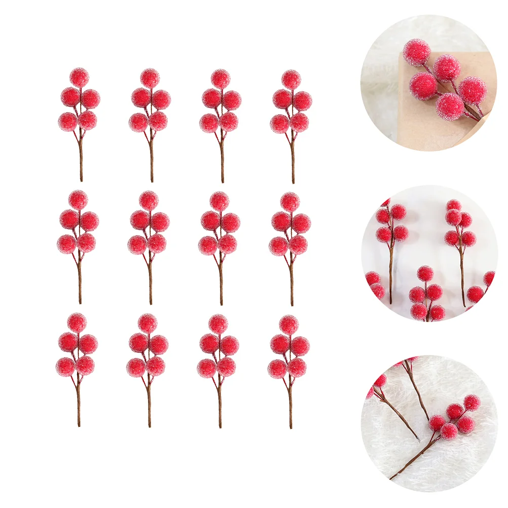 

12Pcs Fake Berry Branch Ornaments Christmas Tree Berry Decors DIY Photo Props