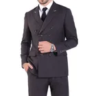 Мужской деловой двубортный пиджак, облегающий костюм из 2 предметов
