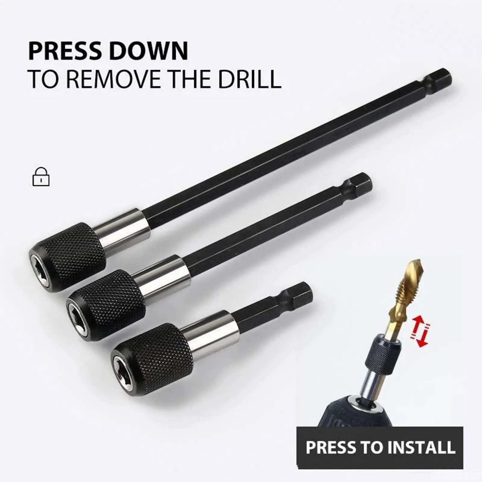 

3Pcs 1/4" Hex Rod Shank Long Handle Screwdriver Set Magnetic Bit Holder Quick Change Extension Screwdriver Bit Set Adapter#g35
