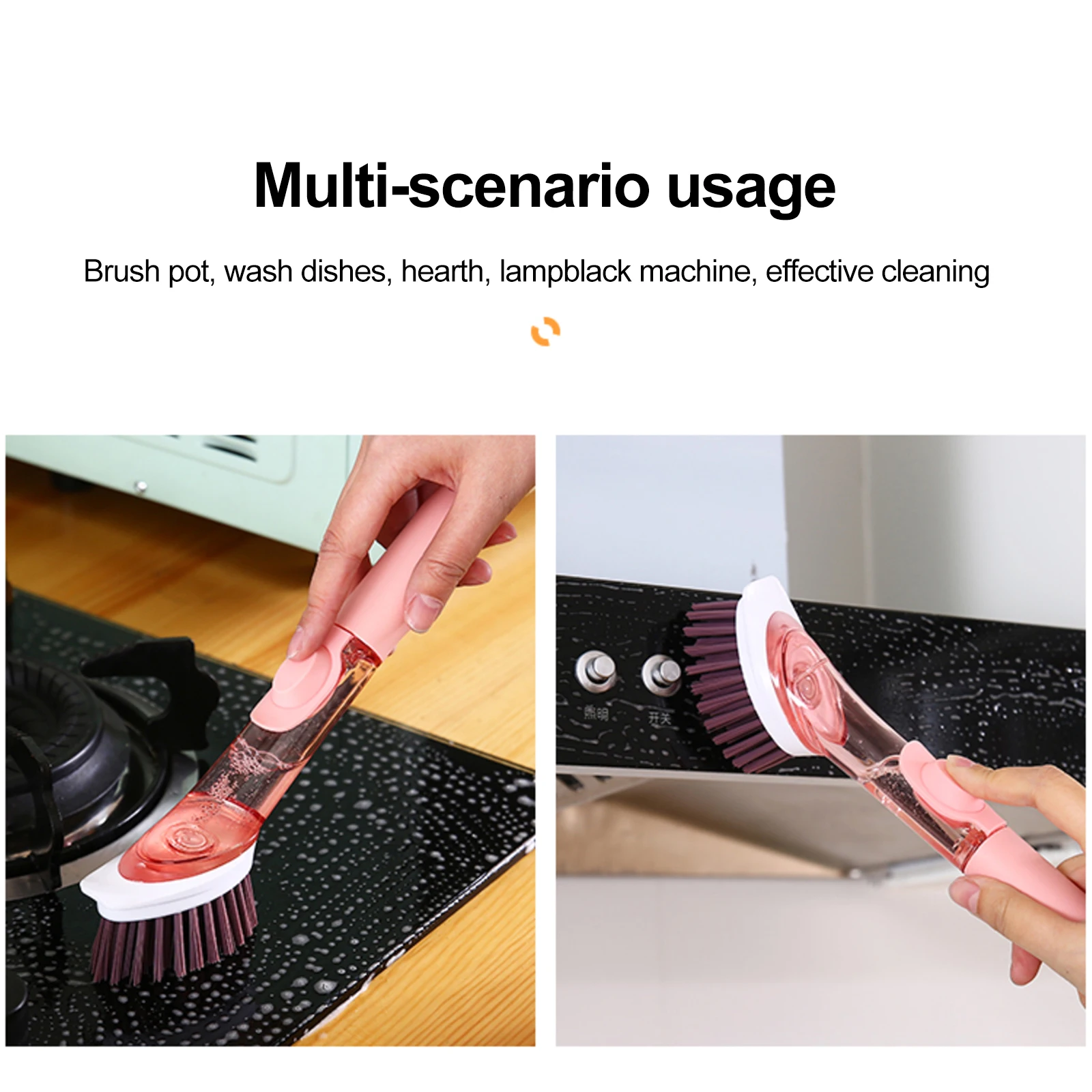 

Kitchen Cleaning Tools 2 In 1 Long Handle Cleaning Brush With Removable Brush Sponge Sponge Dispenser Dishwashing Brush Set