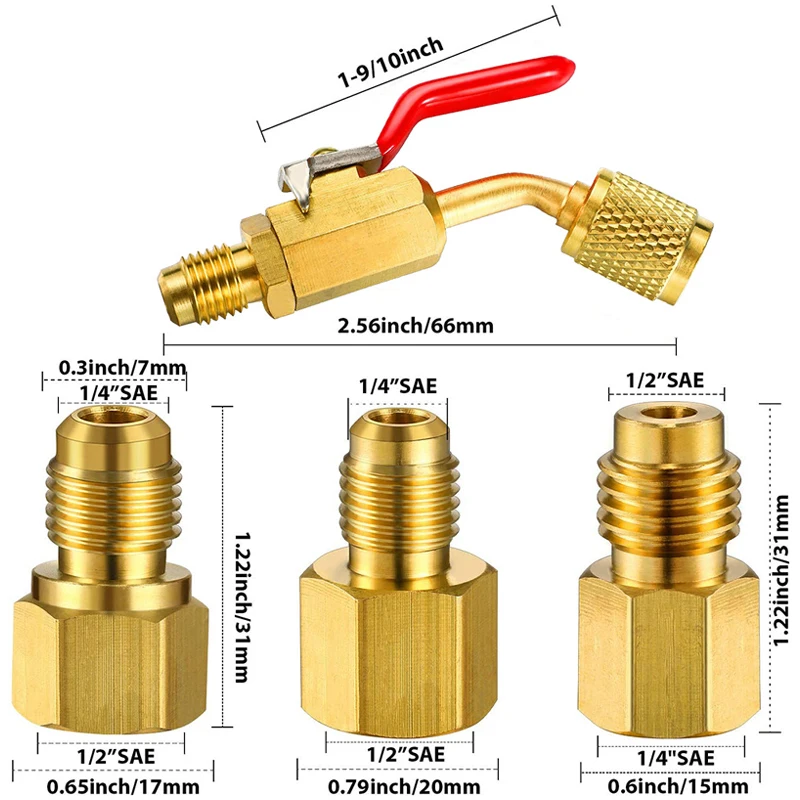 6 шт система кондиционирования воздуха угловой компактный шаровой клапан 1/4