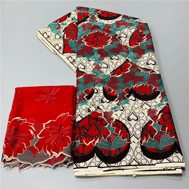 

6+2 yards high quality 100% cotton african wax fabric prints fabric ankara embroidery African cotton fabrics tissu for dress