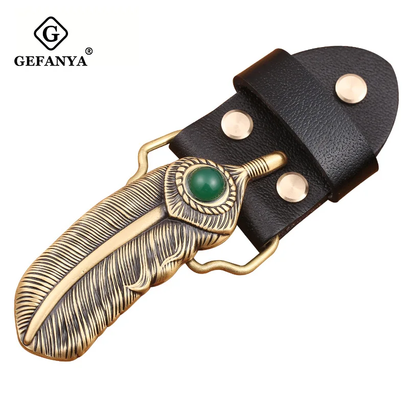 Высококачественный 3D пояс из перьев Пряжка твердой латуни для мужчин и женщин