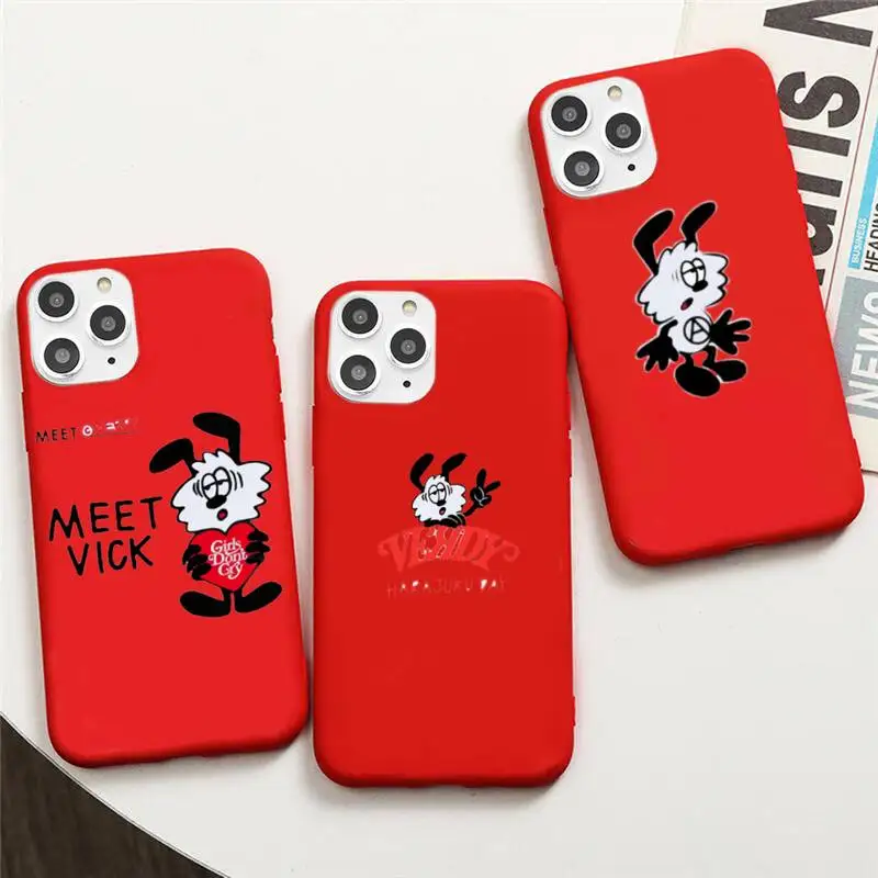 

VERDY HARAJUKU DAY Phone Case For IPhone 6 6s 7 8 Plus X Xs Xr Xsmax 11 12 Pro Promax 12mini Candy Red Silicone Cover