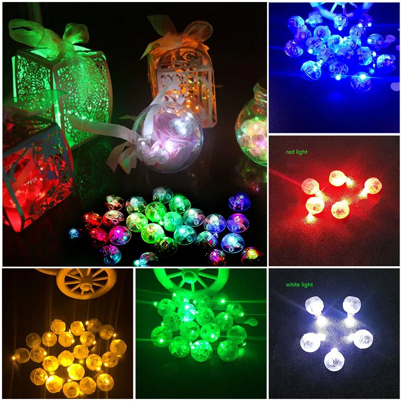 50 шт 6 видов цветов Круглый светодиодной вспышкой RGB шариковые лампы света