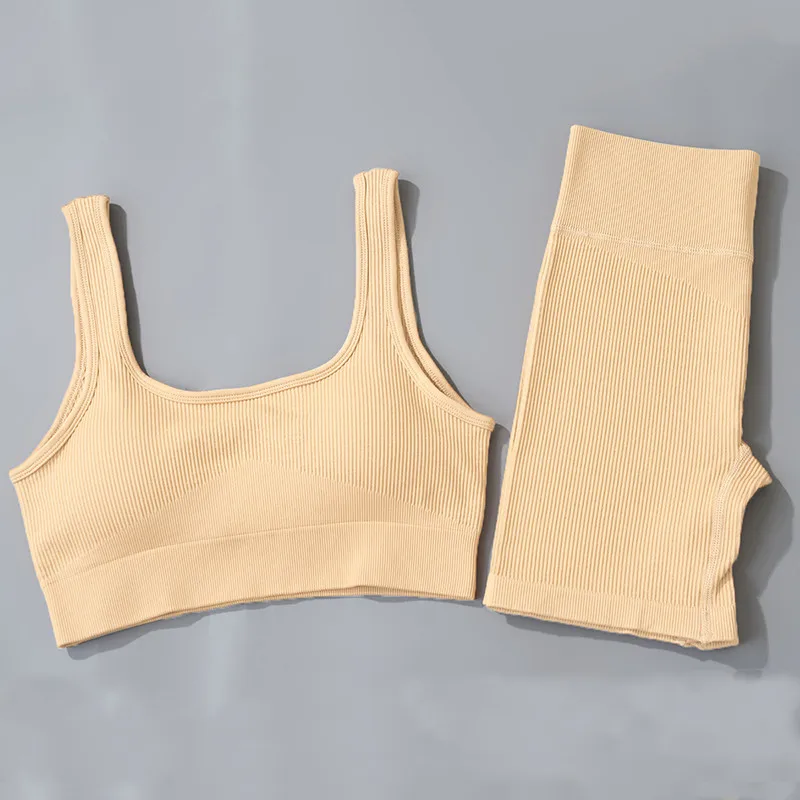 Женский спортивный костюм комплект из двух предметов бесшовные шорты и топ-труба