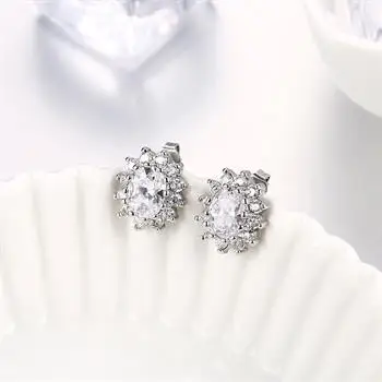 

Modern Platinum Fashion Zircon Flower Stud Earrings Cute Earrings Earring Set Jewelry Gifts 2021 E028 Ear Cuff Clip on Earrings