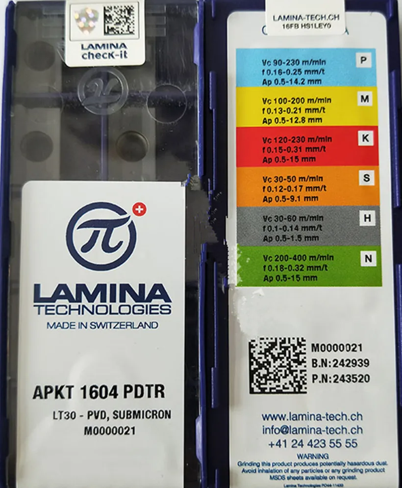 APKT1003 APKT1604 PDTR LT30 100% оригинальный Карбид LAMINA обработка вставки: нержавеющая сталь