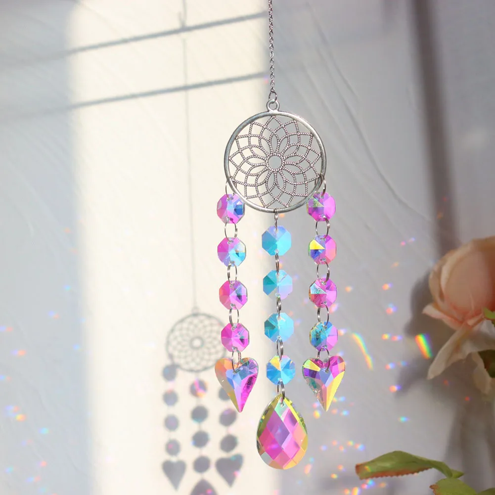 

Crystal Windchime Ornaments Love Heart Shaped Diamond Pendant Hanging Window Craft Christmas Tree Outdoor Garden Car Decor Gifts
