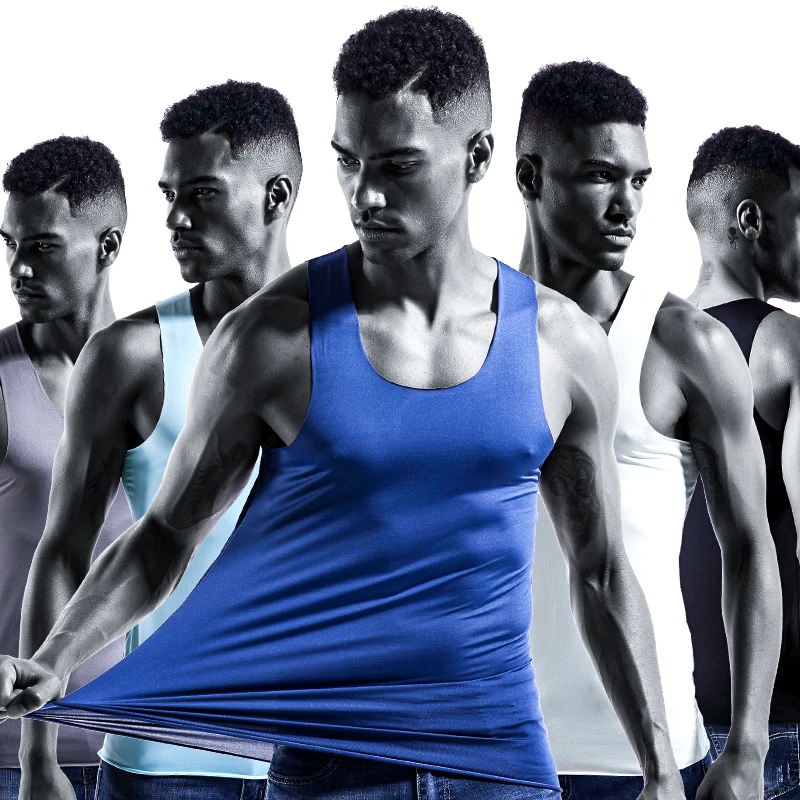 Seamless vest Man male home underwear summer outdoor tight-fitting sports stretch sleeveless extentional youth Slim indoor wear | Мужская