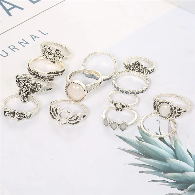 LETAPI 13 шт./компл. женское винтажное обручальное кольцо с резным сердцем цветком