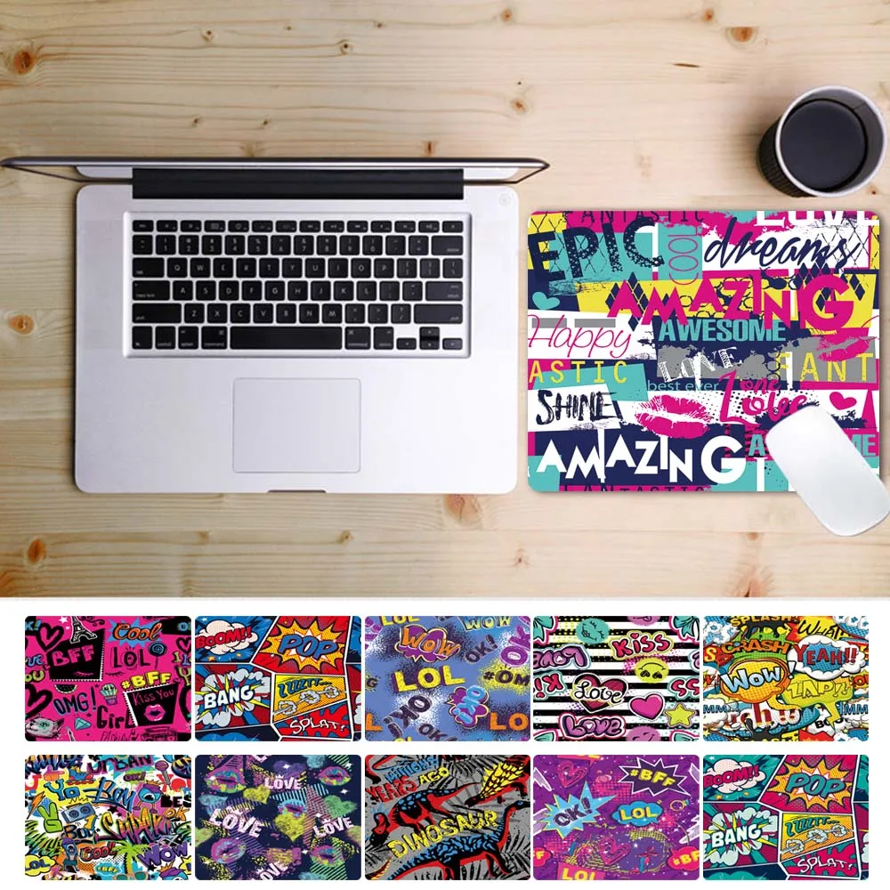 

Universal Mouse Pad Notebook Computer Leather Gaming Mouse Pad, Graffiti Series Desktop Computer Small Mouse Pad