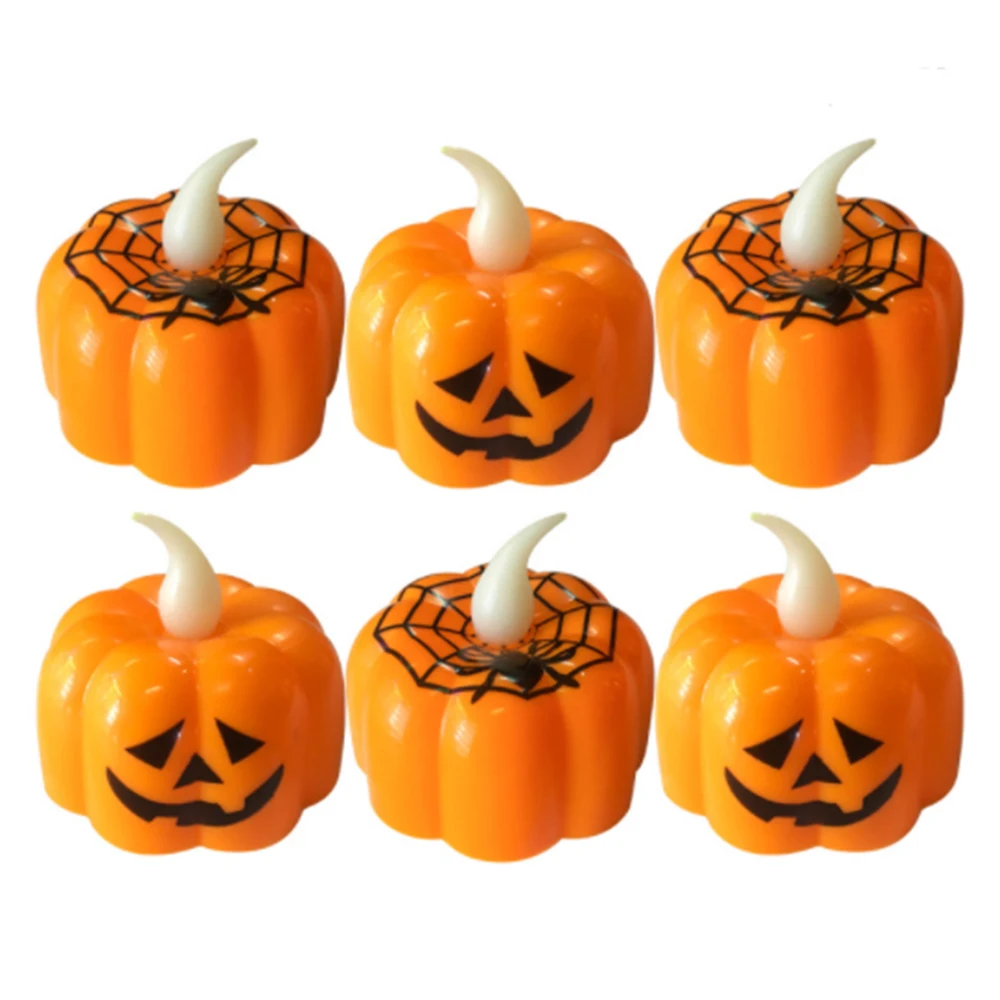 Тыквенная Свеча светильник Хеллоуина отделанные маленькой клеткой в стиле