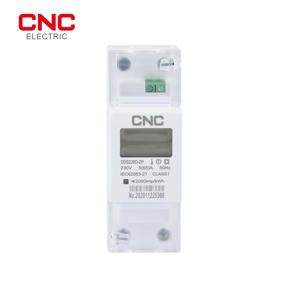 

CNC DDS226D-2P LCD 65A 100A 220V 230V 50Hz 60Hz Single-phase Din-rail Energy Meter Active Energy Import Export kWh