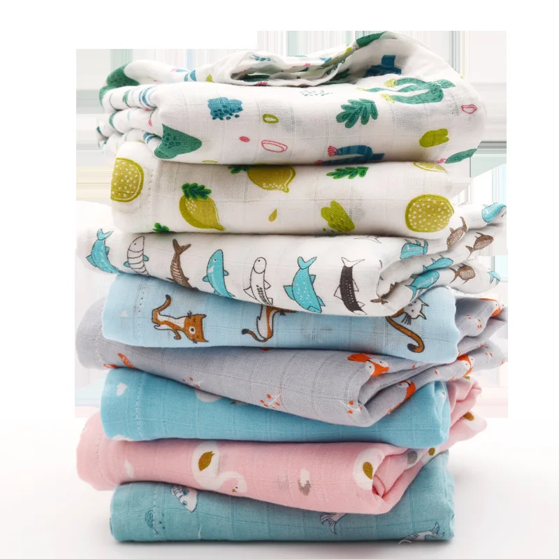 

Swaddle Blankets Muslin Pink Swan Summer Bamboo Fiber Infant Child Newborn Wrapp Muslins Baby Cotton Swaddling Towel 110x130cm