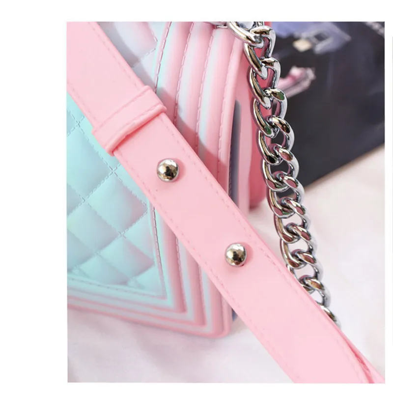 

2021 Gradient Rainbow Bag Small Fragrance Style Rhombic Chain Bag Fashion High-end Women's Bag