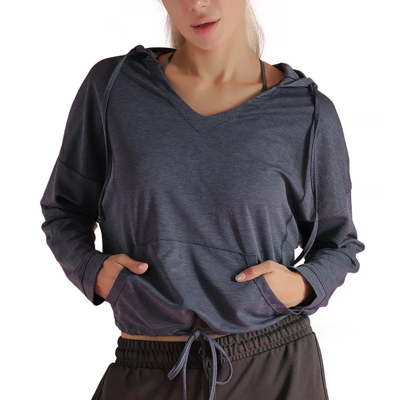 2022 Spring New Style Loose Fitness Tie Up Pullover Long Sleeve Sports Women's Hoodies & Sweatshirts