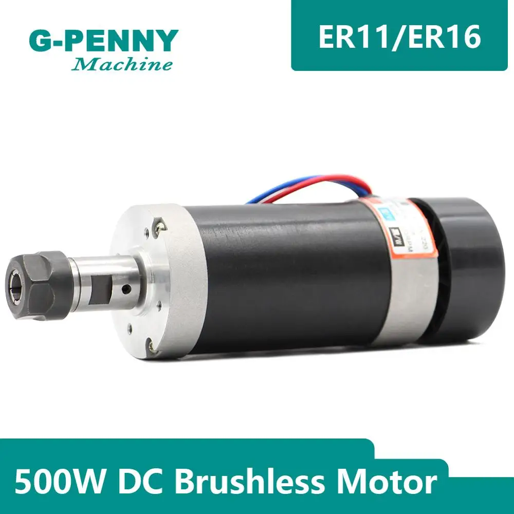 

CNC DC motor 500w ER11 ER16 55mm Air Cooled Spindle motor brushless without Hall no brush for CNC Router Engraving drilling