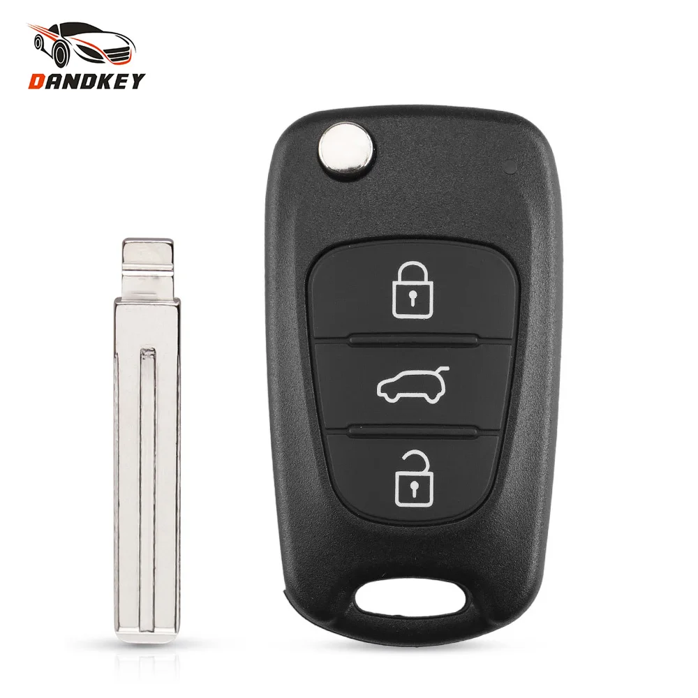 Dandkey Flip Remote Key Shell For HYUNDAI I30 IX35 Kia K2 K5 Car Keys Blank Case Cover Uncut Blade 3 Buttons With logo | Автомобили и