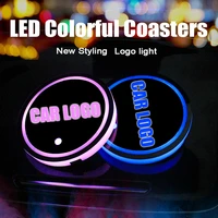 led luminous car cup holder coaster for mitsubishi logo light for outlander 3 asx lancer 10 l200 pajero