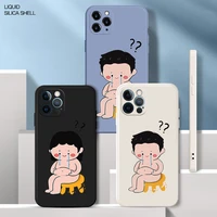 new luxury original liquid silicone chubby boy case for iphone 11 12 pro max mini x xr xs max 7 8 plus lens protection cover