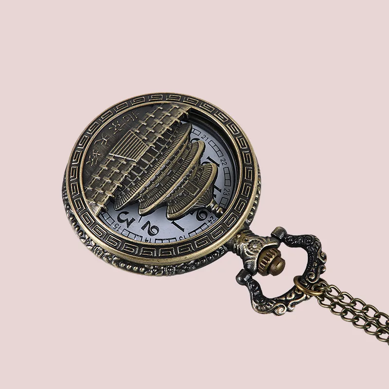 Beijing Tourism Commemorative Thin Chain Temple of Heaven Pocket Watch Factory Wholesale Bronze Building | Наручные часы