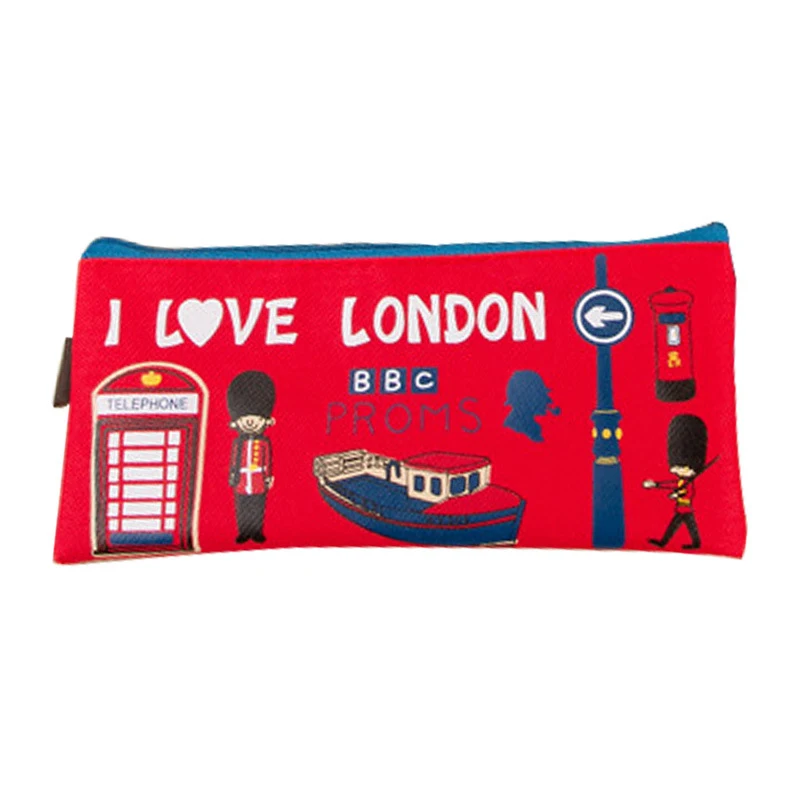 Pencil Bag Pen Case Cartoon London Style Zipper Purse Coin LONDON Cosmetic Makeup Pouch -RA25 | Канцтовары для офиса и дома