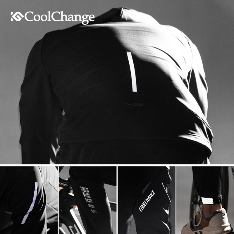 CoolChange Long Sleeve Cycling Jersey Set Mountain Road Bike Clothing Windproof Reflective Men Sportswear Bicycle Clothing Set