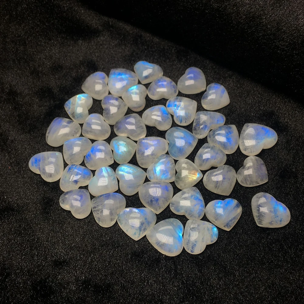 Естественный синий свет лунный камень сердце кулон ожерелье для женщин женское