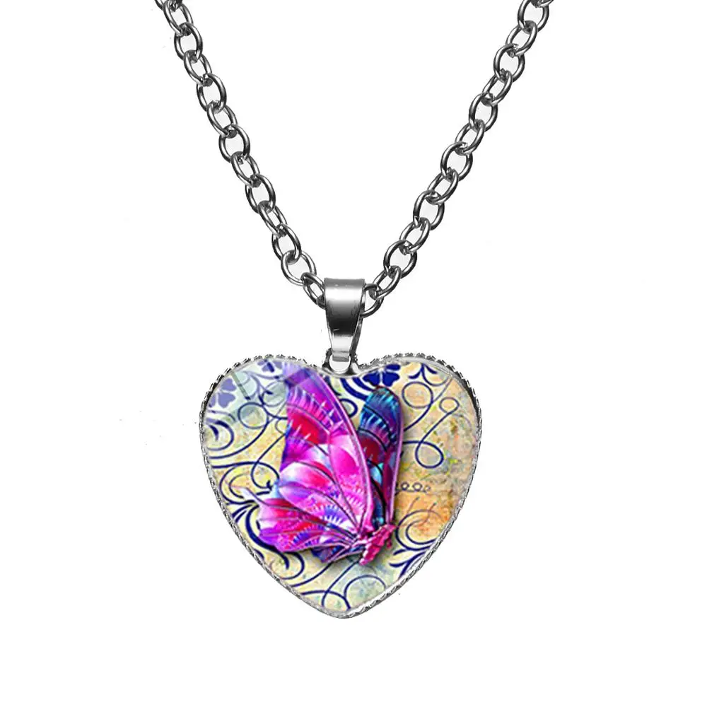 Азиатских Шарм яркая бабочка с подвеской в форме сердца ярко-красная дикие