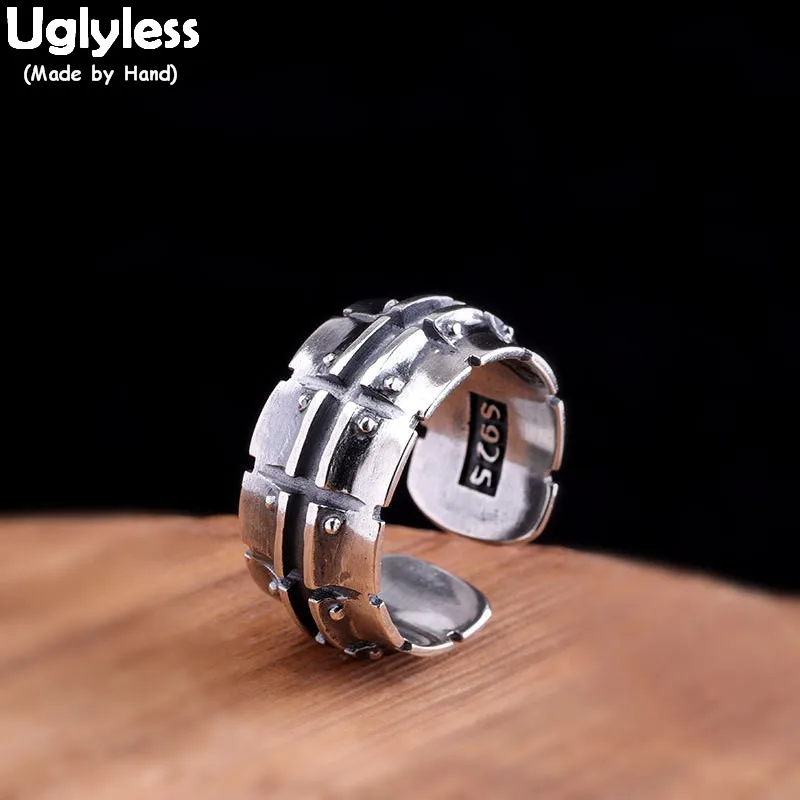 

Uglyless Neutral Designer Cool Men Women Open Rings Real 925 Sterling Silver Adjustable Wide Ring Thai Silver Fine Jewelry R1004