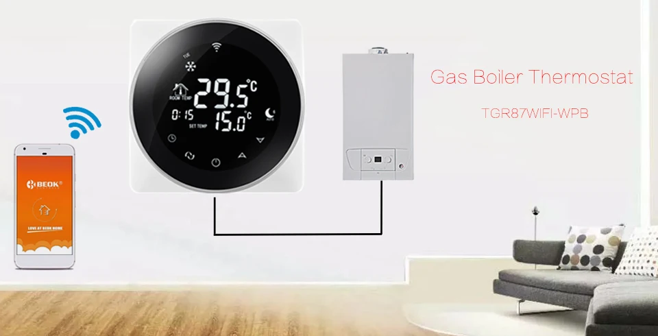 Beok TGR87 wifi газовый котел сенсорный экран комнатный термостат Еженедельный программируемый умный регулятор температуры