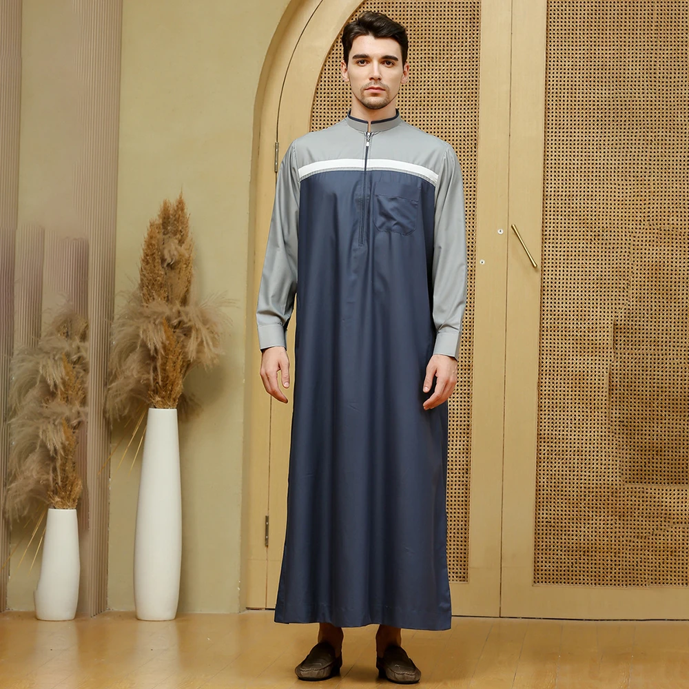 Men'S Muslim Islamic Kaftan Arab Vintage Long Sleeve Men'S Robe Loose Dubai Saudi Arabia Kaftan Men'S Clothing Lsmn012