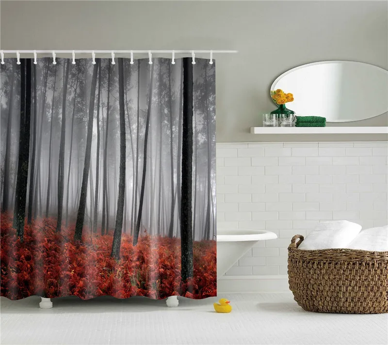 Занавески для душа с ландшафтным принтом аксессуары ванной комнаты домашний