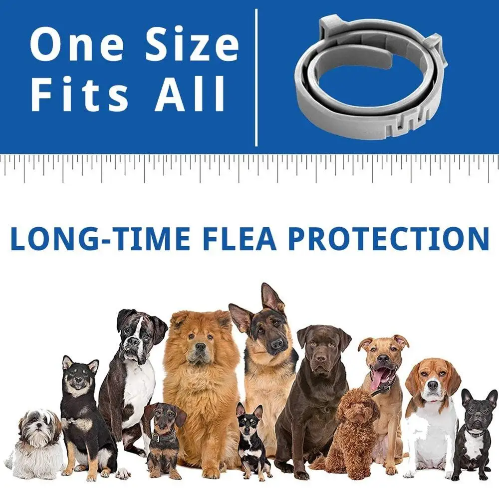 Ошейник для блох и клещей 8 месяцев защиты регулируемый водонепроницаемый