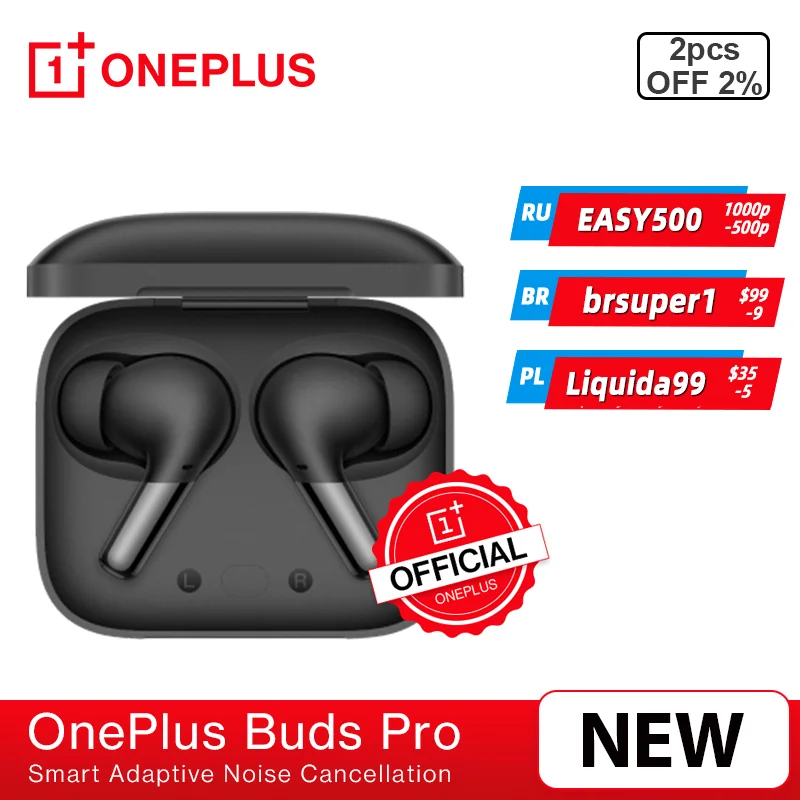  Наушники OnePlus Buds Pro TWS, умные наушники с функцией шумоподавления, 38 часов работы, аккумулятор IP55 для OnePlus 9 Pro 9R Nord 2 8 8T, 2021; код: PODARIM(P7500-890) GIFT…