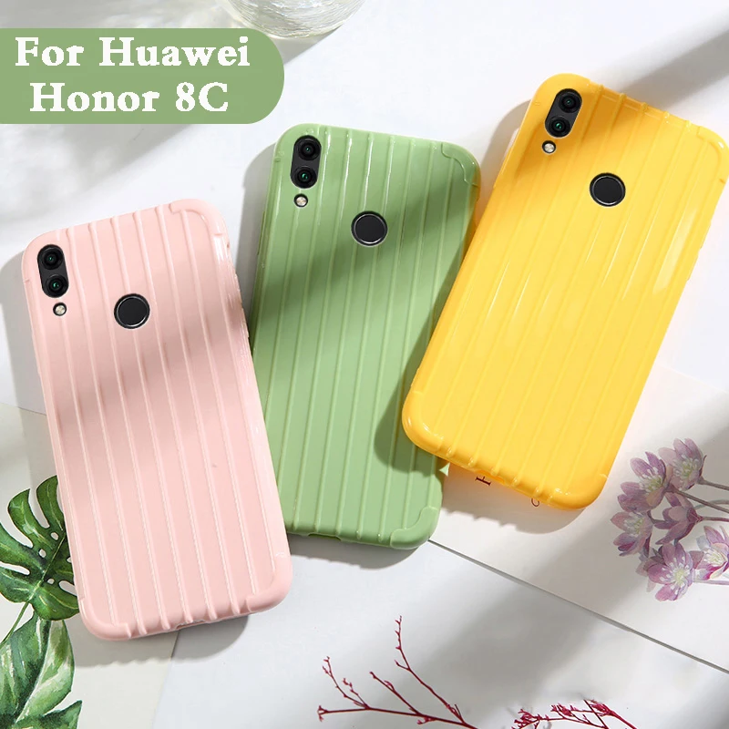 Роскошный чемодан для huawei honor 8C чехол Модный милый силиконовая задняя крышка