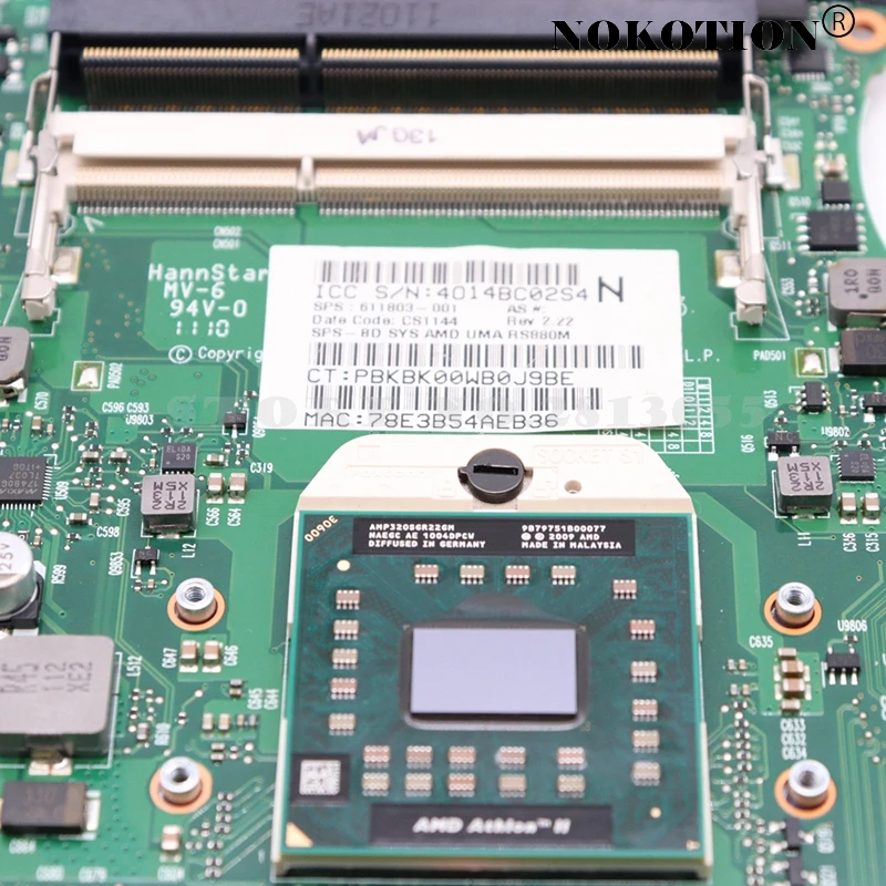 NOKOTION 611803 001 материнская плата для ноутбука HP Compaq 625 325 425 CQ325 CQ625 CQ425 RS880M DDR3