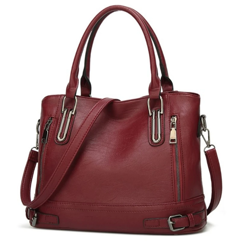 

Женская кожаная сумка, дизайнерская сумка с верхней ручкой, винтажная Сумка-тоут через плечо, модный клатч для женщин