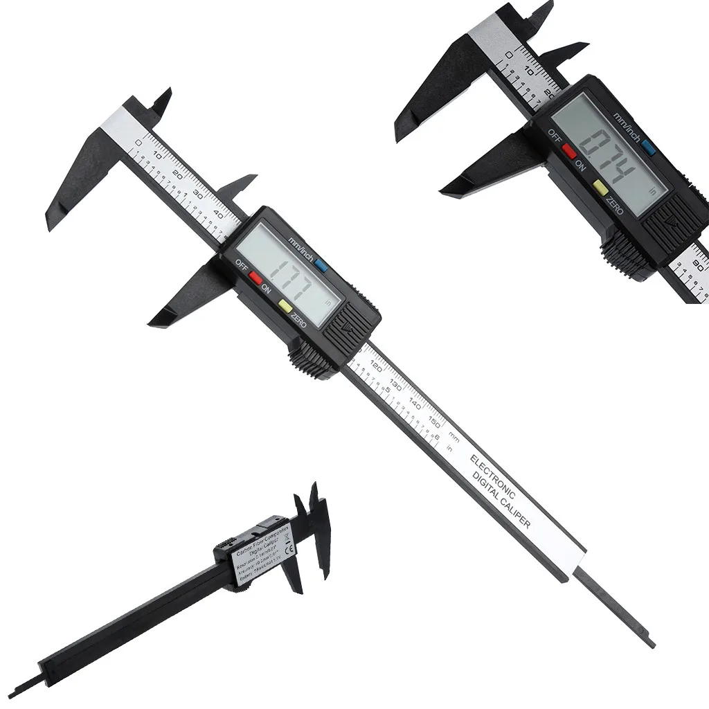 Цифровой штангенциркуль из углеродного волокна с ЖК-дисплеем 30 #150 мм/6 дюймов |