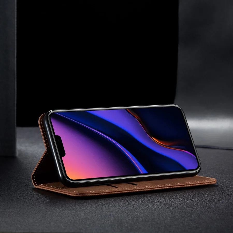 Роскошный ретро джинсовый флип-чехол для Iphone 11 Pro Xs Max Xr X 8 7 6 6s Plus, магнитный держатель для карт, кожаный бумажник, подставка, чехол-книжка