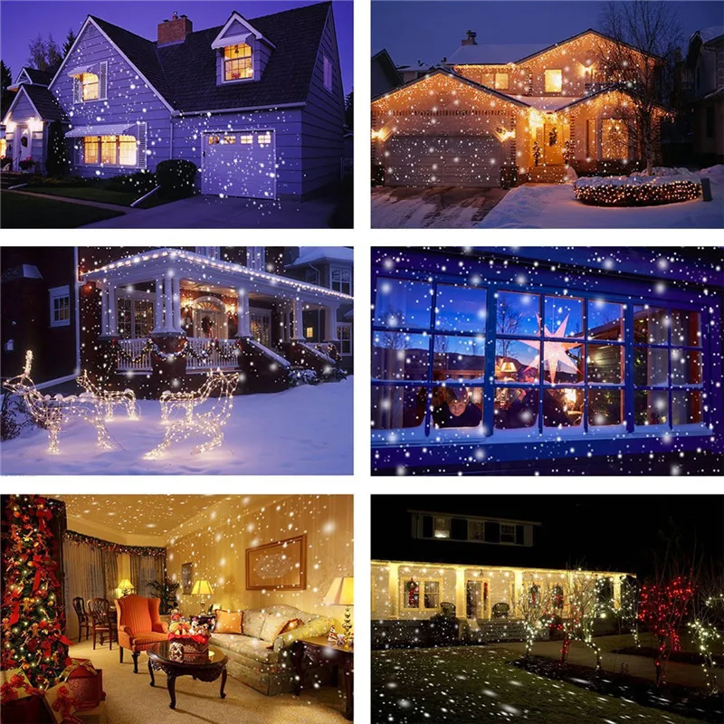 Christmas Snowflake Laser Light Snowfall Projector Moving Snow Outdoor Garden Lamp For New Year Party Decor | Лампы и освещение