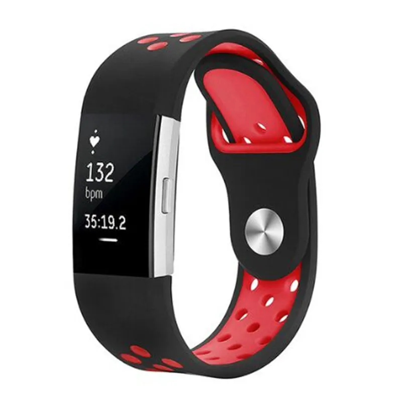black red Спортивные часы ремешок для FitBit Charge 2 Силиконовый Браслет ремешок для Charge 2 браслет умные Браслеты Аксессуары - Цвет ремешка: black red