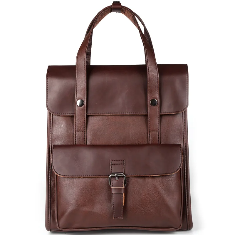 Рюкзак в винтажном стиле мужская кожаная сумка черный ноутбук рюкзак Корейском