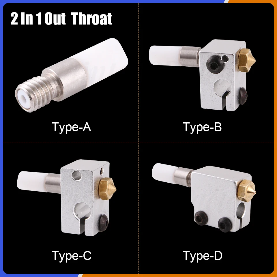 Запчасти для 3D принтера ПТФЭ трубка 2 в 1 цвета Hotend Throat|Детали и аксессуары