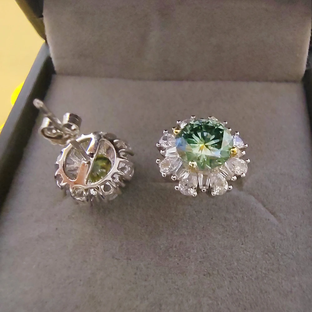 Серьги Luomansi из серебра 6 5 пробы с зелеными искусственными камнями 1 карат мм