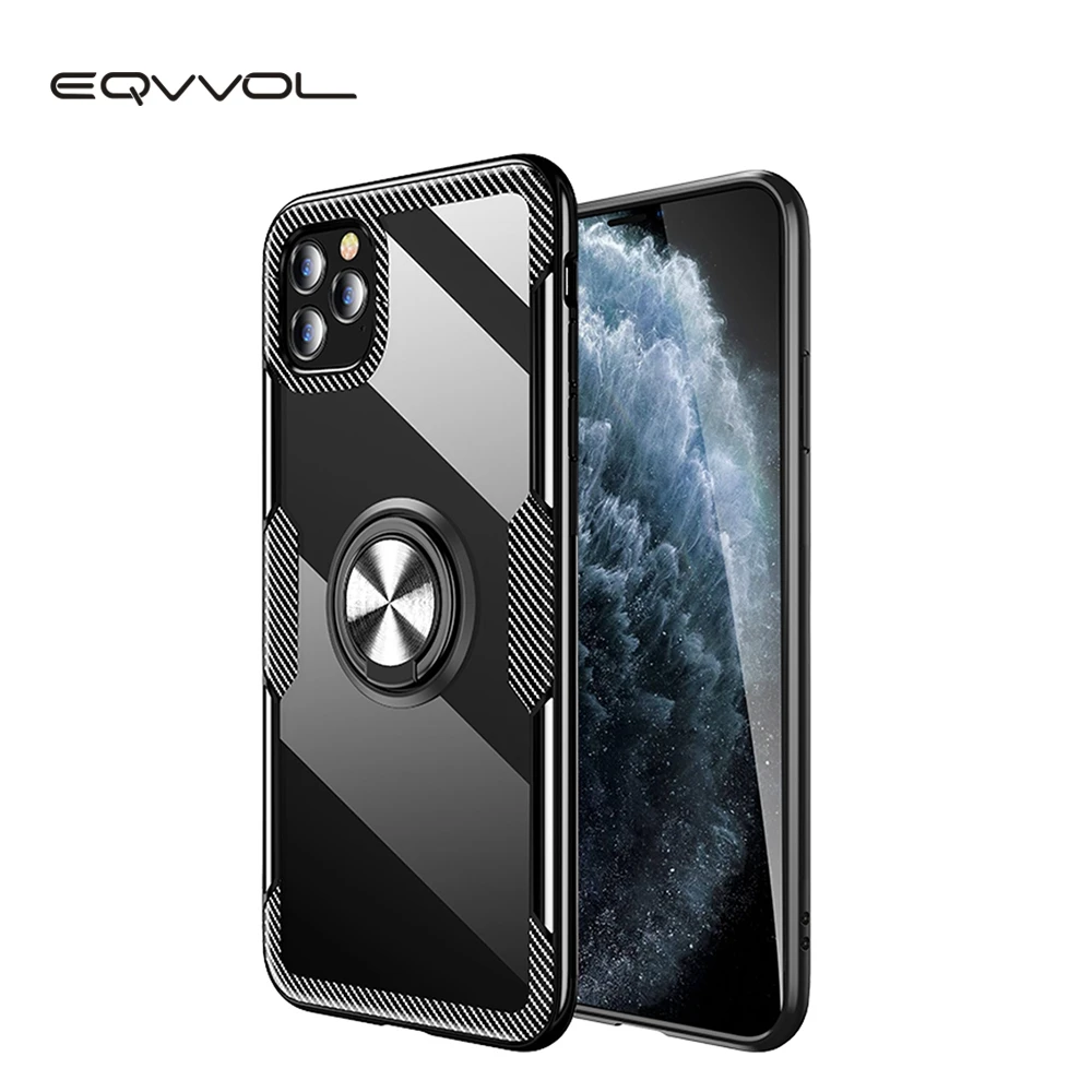 Для iPhone 11 Pro MAX чехол прозрачный закаленное стекло задняя крышка для iPhone XS XR X 8 7 6 6S Plus автомобильный магнитный держатель для колец чехол